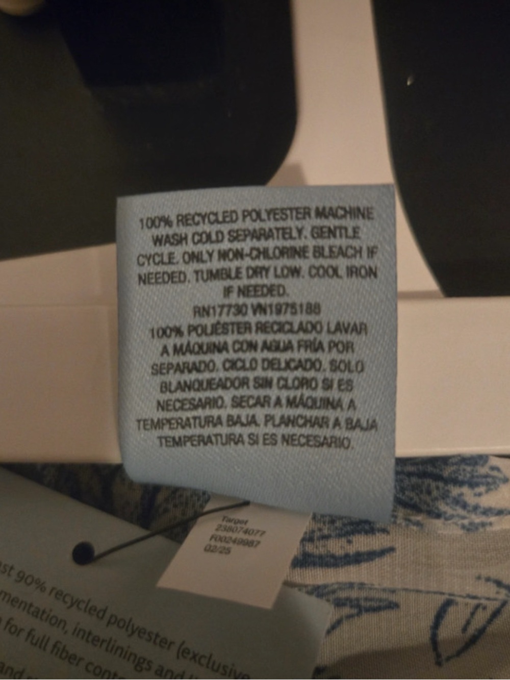 Shade & Shore White and Light Blue Toile Tie-Front Cover Up - L - Picture 6 of 6